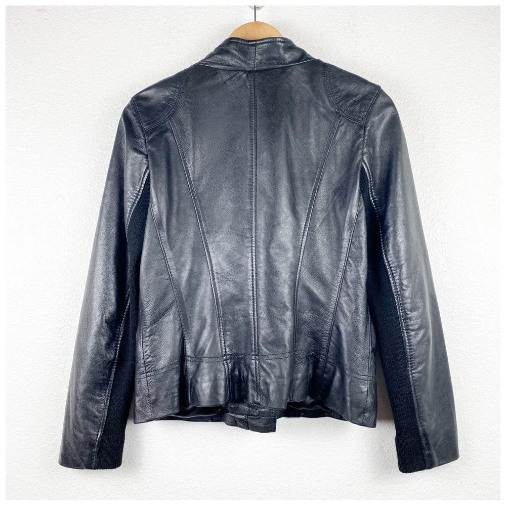 Whetblu Black Asymmetric Zip Leather Jacket Size Medium‎ - Picture 4 of 11